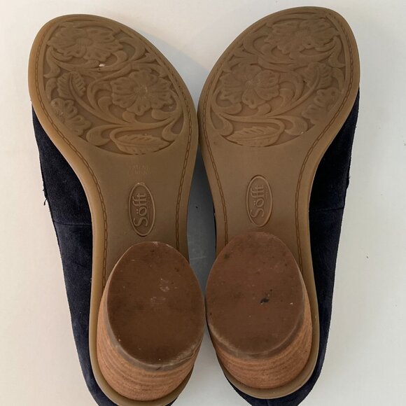 Sofft Napoli Navy Suede Leather Stacked Heels Slip on Loafers ~ Women's Size 8M - Picture 12 of 13